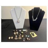 Monogram Pendant Necklace on Chain, RMN Necklace, Black Coral Earrings w No Wires, Alice Caviness Earrings & More VTG Earrings!