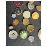Vintage Button Collection - Floral Brass Buttons, Cameo Cabochons & Pearl Discs