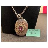 Vintage Silver-Tone Jewelry Set: Heart Pendant Necklace, Whiting Davis Locket, Premier Necklace & Turquoise Earrings