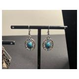 Vintage Silver-Tone Jewelry Set: Heart Pendant Necklace, Whiting Davis Locket, Premier Necklace & Turquoise Earrings