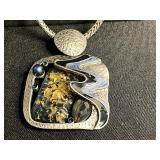 Vintage Silver-Tone Jewelry Set: Heart Pendant Necklace, Whiting Davis Locket, Premier Necklace & Turquoise Earrings