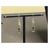 Abalone Pendant Necklace with Hammered Teardrop Earrings Set