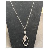 Abalone Pendant Necklace with Hammered Teardrop Earrings Set