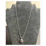 Abalone Pendant Necklace with Hammered Teardrop Earrings Set