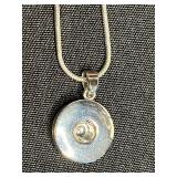 Abalone Pendant Necklace with Hammered Teardrop Earrings Set