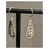 Abalone Pendant Necklace with Hammered Teardrop Earrings Set