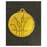 Gold-Tone Rosary Necklace with Pink Beads, Heart Charm & Crucifix Pendant