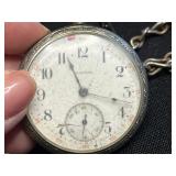 Illinois Pocket Watch on Chain & Timex Gold-Tone Wristwatch (Lot of 2) - untested