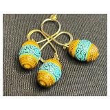 Turquoise Drop Pendant Necklace Set, Opal Like Pendant on 14K GF Chain; Plus Turquoise Turtle Earrings