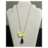 Turquoise Drop Pendant Necklace Set, Opal Like Pendant on 14K GF Chain; Plus Turquoise Turtle Earrings