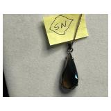 Turquoise Drop Pendant Necklace Set, Opal Like Pendant on 14K GF Chain; Plus Turquoise Turtle Earrings