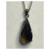 Turquoise Drop Pendant Necklace Set, Opal Like Pendant on 14K GF Chain; Plus Turquoise Turtle Earrings