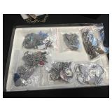 Necklaces & Charms - Mixed-Metal Pendant & Bead Jewelry Lot in Display Case