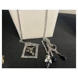 Assorted Lariat Necklaces - Gold tone & Silver-Tone Fashion Jewelry in Display Case