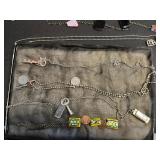 Assorted Trendy Necklaces & Pendants - Agate Slices, Enamel Tiles, Beads in a Display Case