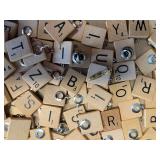Scrabble Tiles with Silver Chains - Wooden Letter Tiles in Display Case for Jewelry Making