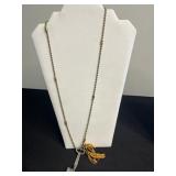 Vintage Key & Charm Necklaces Set with Purple Stamp Pendant & Tassels in Display Case