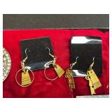 Lariat Necklaces & Vintage Costume Jewelry with Key Charms in Display Case