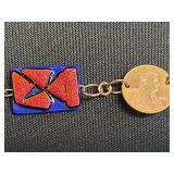 Lariat Necklaces & Vintage Costume Jewelry with Key Charms in Display Case