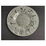 Art Glass Plate with Dancing Figures Relief - 9 inch Round Decorative Plate