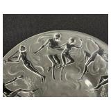 Art Glass Plate with Dancing Figures Relief - 9 inch Round Decorative Plate