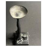 Black Abstract Candlestick Sculpture - Female Figure on Square Base