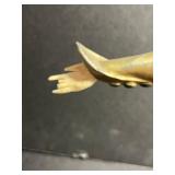 Bronze-Tone Female Dancer Sculpture on Octagonal Black Base - broken fingers