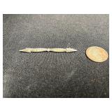 Sterling Art Deco Bar Pin with Pavé Stones - quarter for size