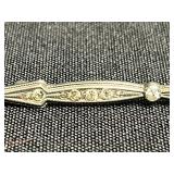 Sterling Art Deco Bar Pin with Pavé Stones - quarter for size