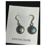 Sterling Silver Sunburst Turquoise Earrings - 2 Pairs