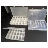 3-Pack Clear Plastic Storage Organizer Boxes with Lids and Compartments