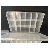 3-Pack Clear Plastic Storage Organizer Boxes with Lids and Compartments
