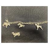 Vintage Jewelry Assortment: Maple-Leaf Charm Bracelet, Heart Locket, Engraved Bar & Hair Comb - quarter for scale