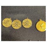 Vintage Jewelry Assortment: Maple-Leaf Charm Bracelet, Heart Locket, Engraved Bar & Hair Comb - quarter for scale