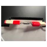 VTG Red & White Block Bead Necklace - Gold-Tone Bracelet - Coin Pendant & Pins