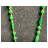 Sarah Coventry Gold-Tone Tassel Necklace, Black Bead Necklace, Green Bead Necklace, Pink Orchid Pendant, KIM Crescent Pin