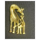 Three-Piece Necklace Set - Garnet Red & Mint Bead Necklace, White Bone Collar, Brown Bead Chain, Giraffe Pin