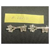 B. David Jewelry Pins w Gold-Tone Chain Necklace, Black Bead Necklace, Ornate Silver Fringe Necklace