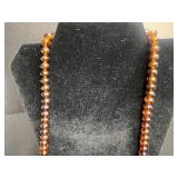 Emerald Green Glass Bead Necklace Set with Amber Bead Necklace and Bakelite Leaf Clip & Deer Pin