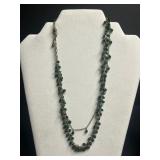 Emerald Green Glass Bead Necklace Set with Amber Bead Necklace and Bakelite Leaf Clip & Deer Pin