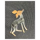 Emerald Green Glass Bead Necklace Set with Amber Bead Necklace and Bakelite Leaf Clip & Deer Pin