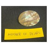 Vintage Jewelry Set: Mother-of-Pearl Pin, Rose Pendant Necklace, Amber Bead Necklace