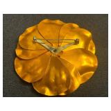 Vintage Jewelry Set: Mother-of-Pearl Pin, Rose Pendant Necklace, Amber Bead Necklace