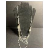 Vintage Jewelry Set: Mother-of-Pearl Pin, Rose Pendant Necklace, Amber Bead Necklace