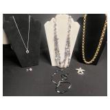 Erica Lyons Necklace with $75 Retail Tag & Pink Gemstone Halo Pendant Necklace & Matching Earrings & More!