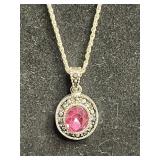 Erica Lyons Necklace with $75 Retail Tag & Pink Gemstone Halo Pendant Necklace & Matching Earrings & More!