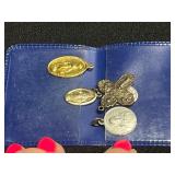 Vintage Religious Medals & Pins, Peterbilt Pins, 25th Anniversary Century Club Badge, Cross Pendant