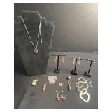 Bless Your Irish Heart Pendant Necklace with Clover Back & Leaf & Butterfly Charms & Assort3d Earrings