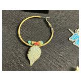 Silver Tone Necklace w Pearl Pendant (unauthenticated), Pendants, Turquoise Mosaic Circle, Assortment of Earrings