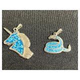 Silver Tone Necklace w Pearl Pendant (unauthenticated), Pendants, Turquoise Mosaic Circle, Assortment of Earrings